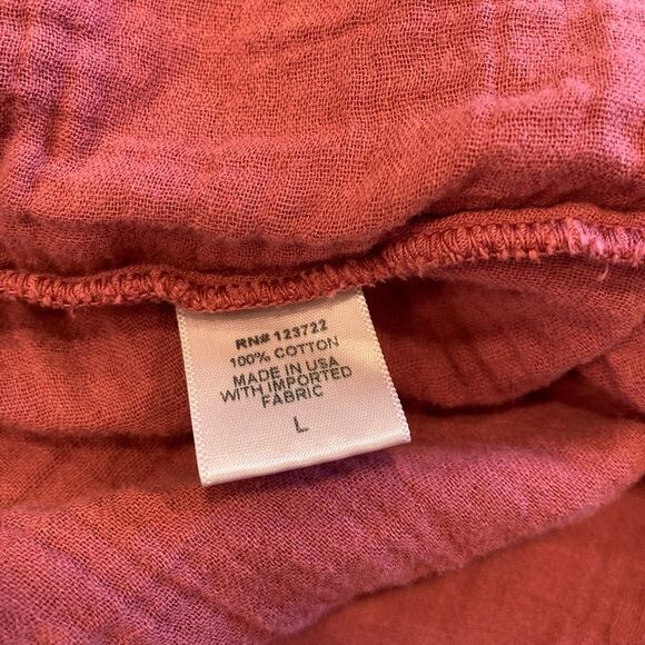 Xirena Reece Long Sleeve Wrap Dress 100% Cotton Red Large - Picture 7 of 8